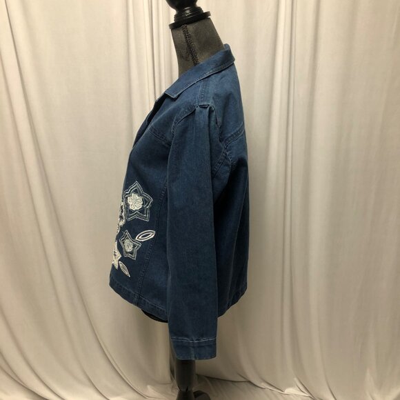 Breckenridge Jean Jacket Womens Size Medium Petite Embroidered Button Up Denim - Picture 4 of 7